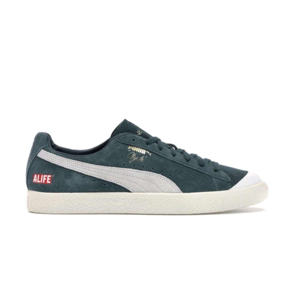 Puma Suede Sneakers in Dark Green and White
